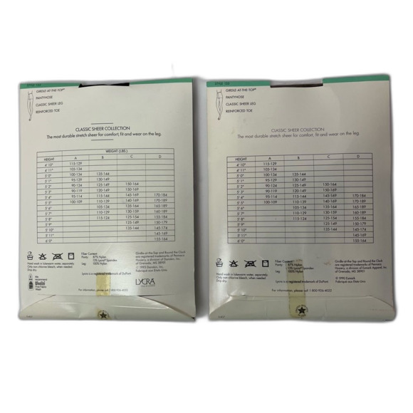 Round The Clock Classic Sheer Collection Pantyhose Size C Two Pair Vintage - Picture 2 of 2